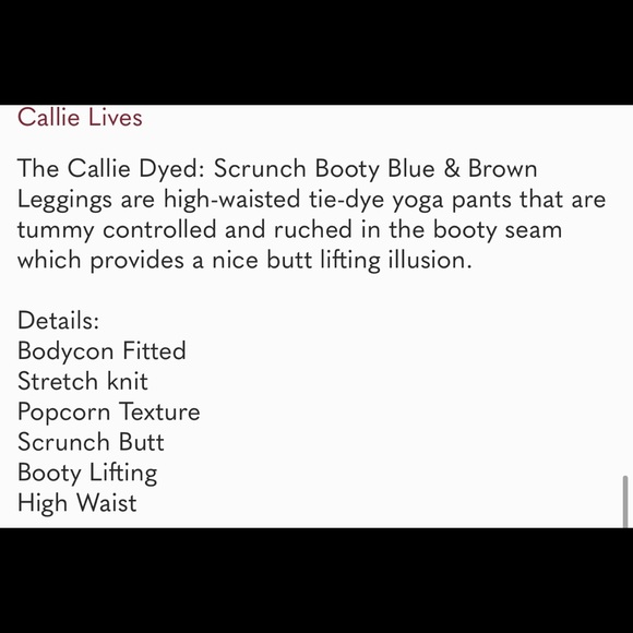 The Callie Dyed: Scrunch booty blue and brown leggings - Picture 4 of 4